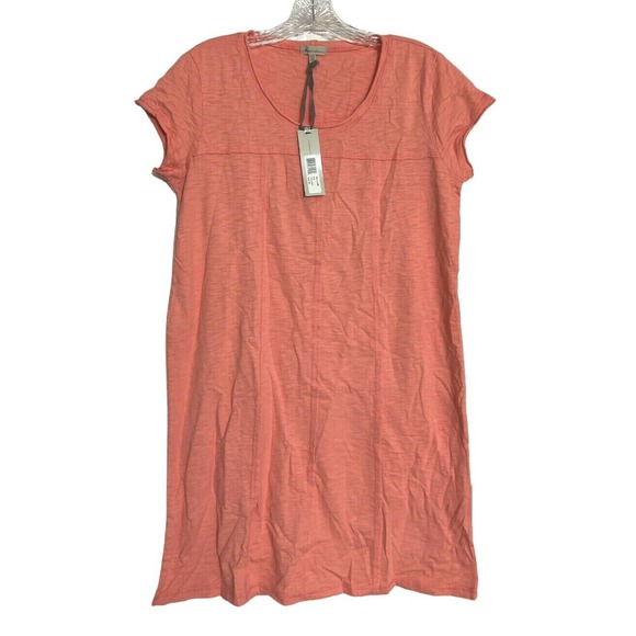 Mod-o-doc Raw Edge Seamed T-Shirt Dress - Women's Size M, Cafe Coral - Picture 2 of 4